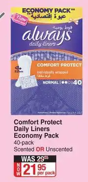 Dis-Chem Always Comfort Protect Daily Liners Economy Pack-40's Per Pack offer