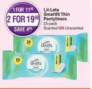 Lil-Lets Smartfit Thin Pantyliners-25's Each