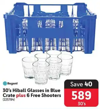 Makro Regent Hiball Glasses in blue crate plus 6 free shooters offer