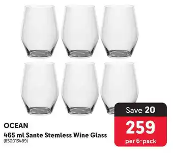 Makro Ocean sante stemless wine glass offer