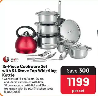 Makro Cookware Set with Stove Top Whistling Kettle offer