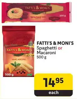 Makro FATTI'S & MONI'S Spaghetti or Macaroni offer