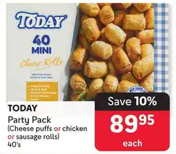 Makro TODAY Party Pack (Cheese puffs or chicken or sausage rolls) offer