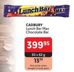 Makro CADBURY Lunch Bar Max Chocolate Bar offer