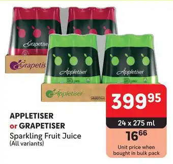 Makro APPLETISER or GRAPETISER Sparkling Fruit Juice offer