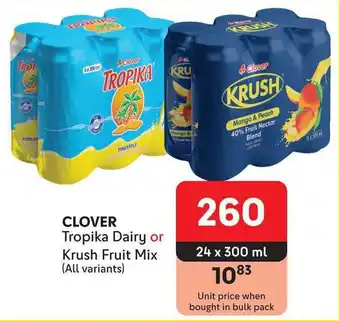 Makro CLOVER Tropika Dairy or Krush Fruit Mix offer