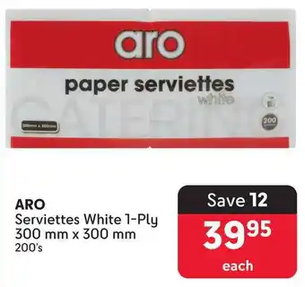 Makro ARO Serviettes White 1-Ply offer