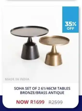 Decofurn Soha set of 2 tables bronze/brass antique offer