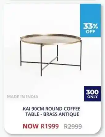 Decofurn Kai round coffee table -brass antique offer