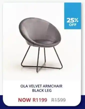 Decofurn Ola velvet armchair black leg offer