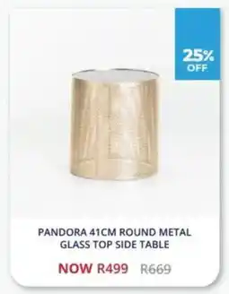 Decofurn Pandora round metal glass top side table offer