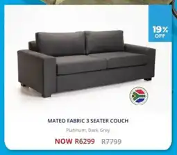 Decofurn Mateo fabric 3 seater couch offer