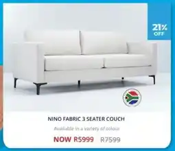 Decofurn Nino fabric 3 seater couch offer