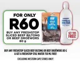 Fresh Stop Freshstop sliced beef biltong or beef droëwors offer