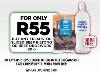 Fresh Stop Freshstop sliced beef biltong or beef droëwors offer