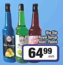 Frontline Big Sip Royal Syrup Asst. offer