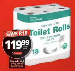 Checkers Housebrand 2-Ply White Toilet Rolls offer