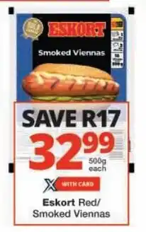 Checkers Eskort Red/ Smoked Viennas offer