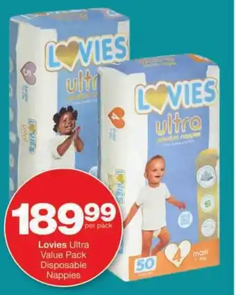 Checkers Lovies Ultra Value Pack Disposable Nappies offer