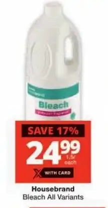 Checkers Housebrand Bleach All Variants offer