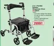 2 In 1 Flexible Rollator Wheelchair (Silver Or Black)-Each