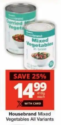 Checkers Housebrand Mixed Vegetables All Variants offer