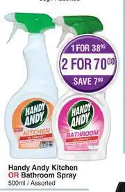 Dis-Chem Handy Andy Kitchen Or Bathroom Spray Assorted-500ml Each offer