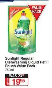 Dis-Chem Sunlight Regular Dishwashing Liqui Refill Pouch Value Pack-750ml offer