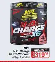 Dis-Chem NPL N.O. Charge X6 Pre Workout Assorted-420g offer