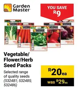 Builders Warehouse Garden Master Vegetable/ Flower/Herb Seed Packs offer