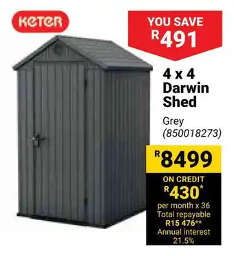 Builders Warehouse KETER 4x4 Darwin Shed offer