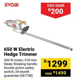 Builders Warehouse RYOBI 650 W Electric Hedge Trimmer offer