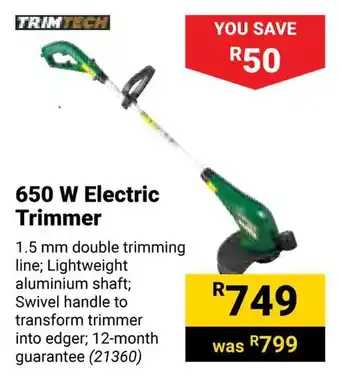 Builders Warehouse TRIMTECH 650 W Electric Trimmer offer