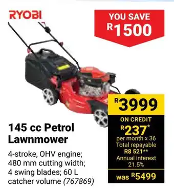 Builders Warehouse RYOBI 145 cc Petrol Lawnmower offer