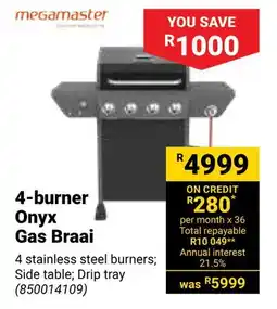 Builders Warehouse Megamaster 4-burner Onyx Gas Braai offer