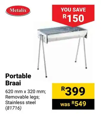 Builders Warehouse Metalix Portable Braai offer