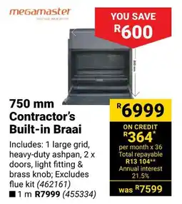 Builders Warehouse Megamaster 750 mm Contractor's Built-in Braai offer