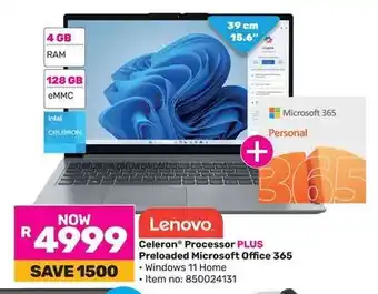 Game Lenovo Celeron Processor PLUS Preloaded Microsoft Office 365 offer