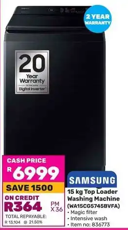 Game SAMSUNG Top Loader Washing Machine offer