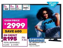 Game SAMSUNG 32" HD Smart LED TV offer