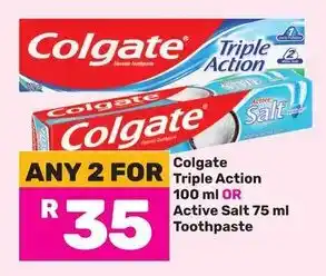 Game Colgate Triple Action OR Active Salt Toothpaste offer