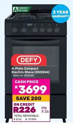 Game DEFY 4-Plate Compact Electric Stove (DSS554) offer