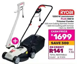 Game RYOBI 1200 W Lawnmower PLUS 300 W Trimmer Combo offer