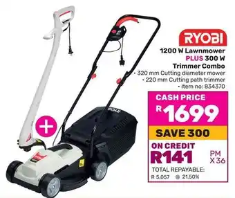 Game RYOBI 1200 W Lawnmower PLUS 300 W Trimmer Combo offer