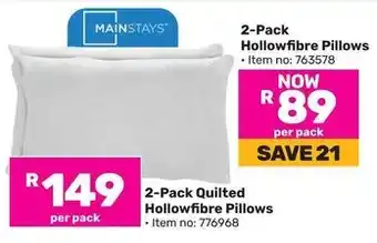 Game MAINSTAYS Quilted Hollowfibre Pillows offer