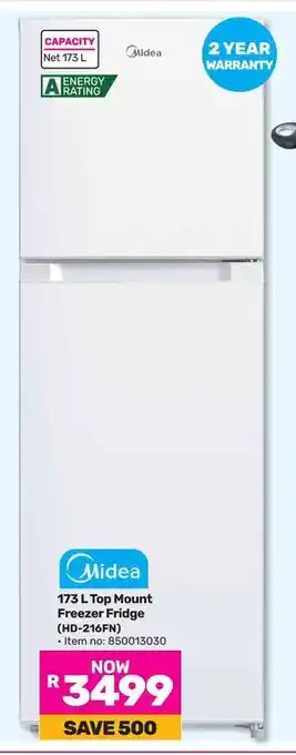 Game Midea Top Mount Freezer Fridge offer