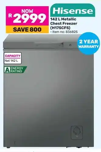 Game Hisense Metallic Chest Freezer (H175CFS) offer