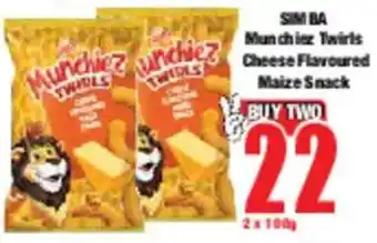 Boxer SIMBA Munchiez Twirls Cheese Flavoured Maize Snack offer