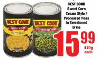 Boxer BEST COOK Sweet Corn Cream Style/ Processed Peas In Sweetened Brine offer