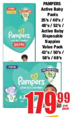 Boxer PAMPERS Active Baby Pants/ Disposable Nappies Value Pack offer